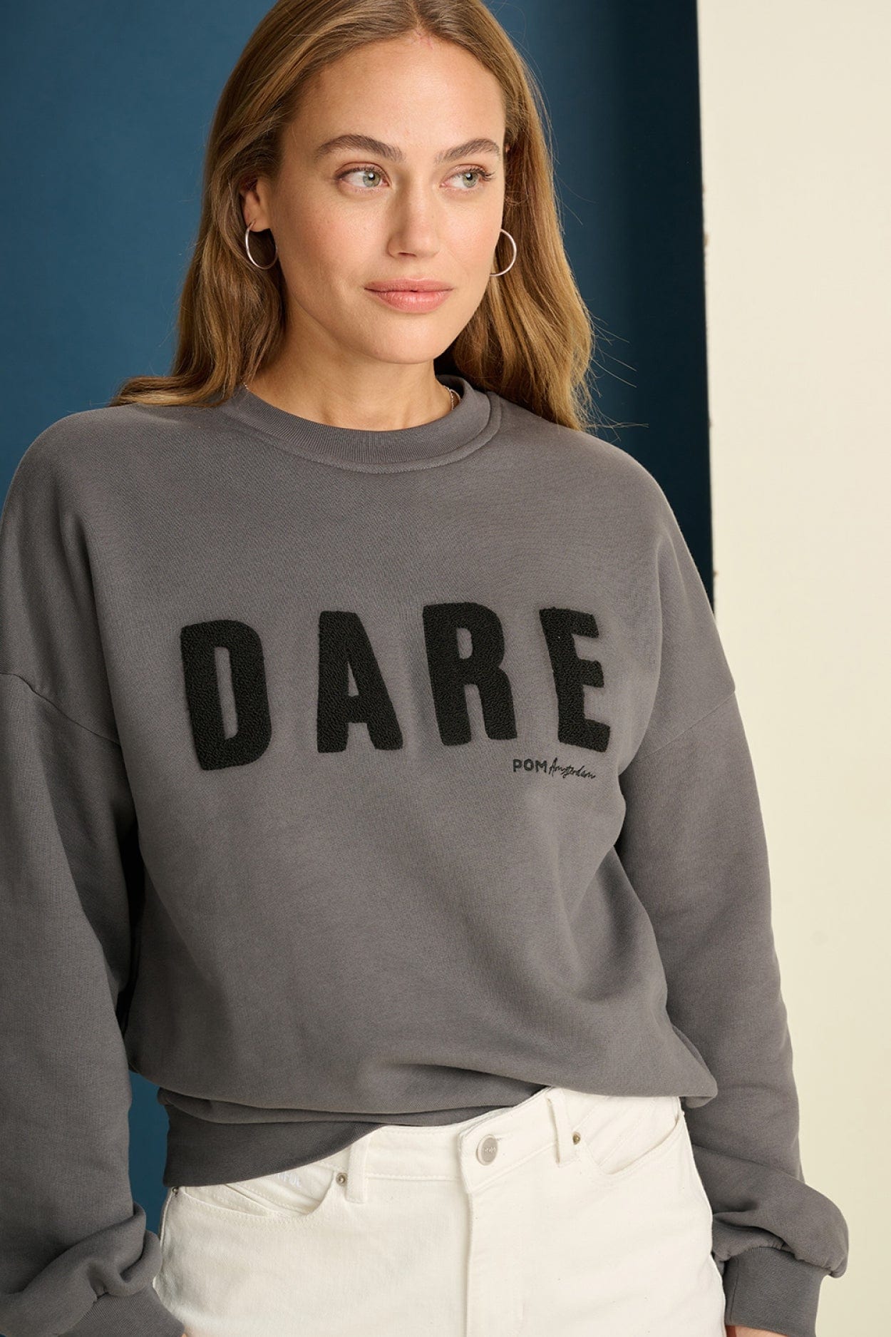 POM Amsterdam Sweaters SWEATER - Dare To Be Anthracite