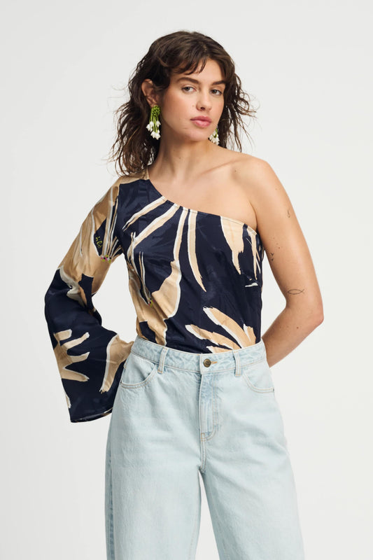 POM Amsterdam Tops Beige / 34 TOP - One Shoulder Artisan Sand