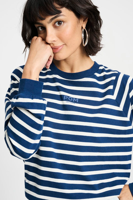 POM Amsterdam Tops Blue / 34 TOP - Striped Blue White