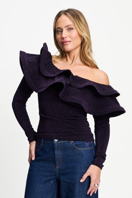 POM Amsterdam Tops Purple / 34 TOP - Billie Shimmer Dark Plum