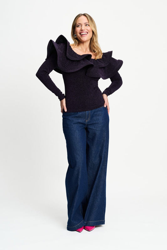 POM Amsterdam Tops Purple / 34 TOP - Billie Shimmer Dark Plum