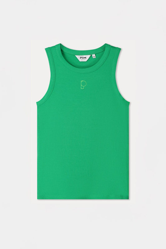 POM Amsterdam Tops TANKTOP - Rib Palm Green