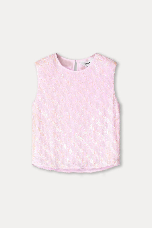 POM Amsterdam Tops TOP - Sequins Shell Pink