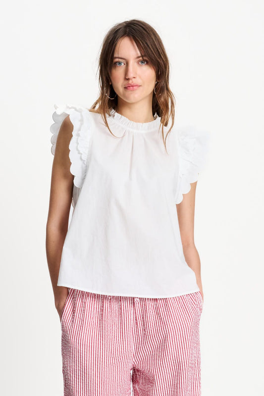 POM Amsterdam Tops White / 34 TOP - Ruffles Crispy White