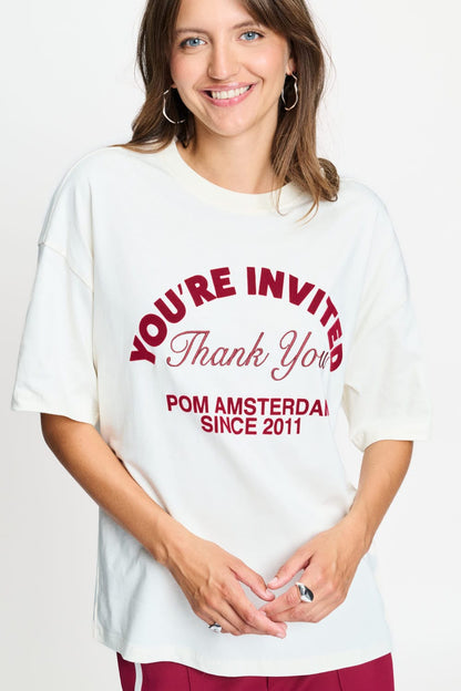 POM Amsterdam Tshirts Beige / 34 T-SHIRT - Tess You're Invited