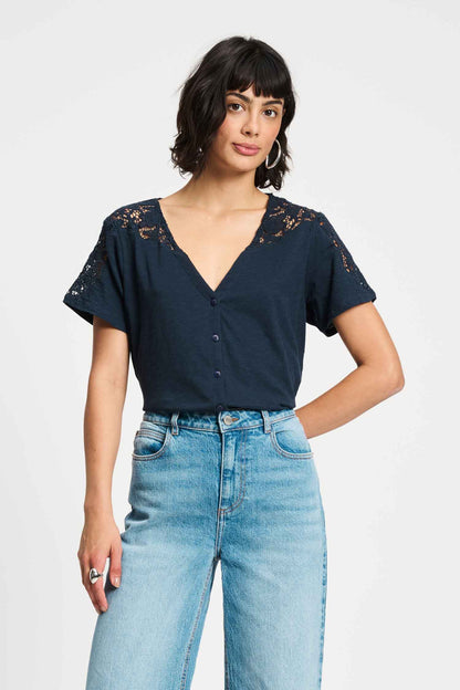 POM Amsterdam Tshirts Blue / 34 TSHIRT - Ellen Dark Navy