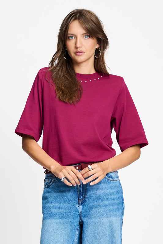 POM Amsterdam Tshirts Red / 34 T-SHIRT - Taylor Burgundy Red