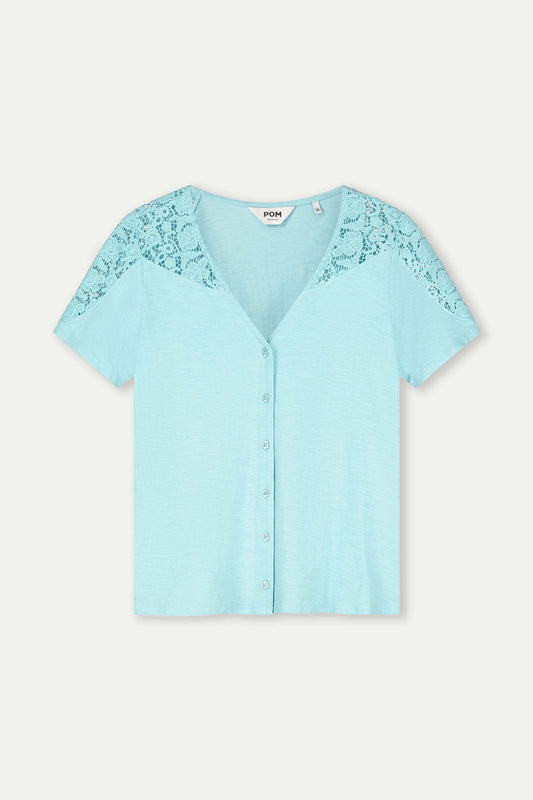 POM Amsterdam Tshirts TSHIRT - Ellen Sky Blue