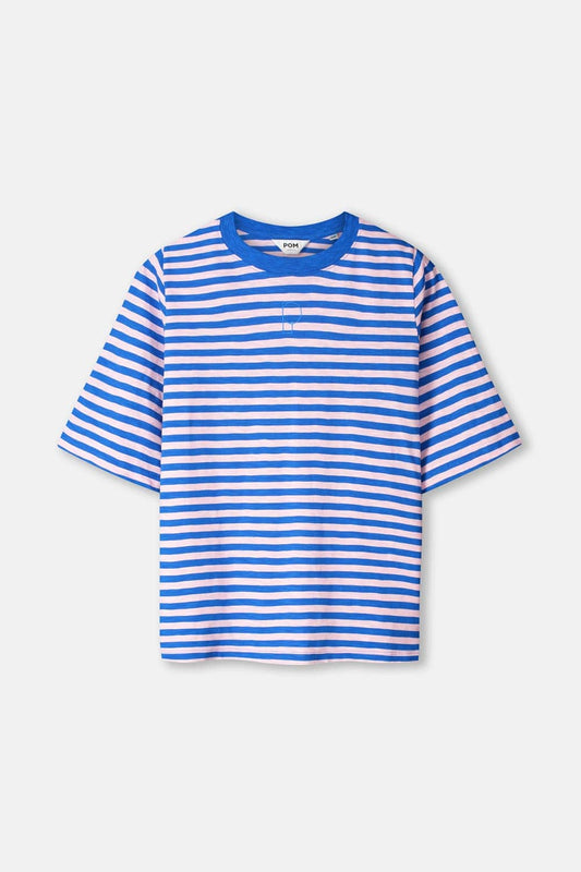 POM Amsterdam Tshirts TSHIRT - Stripe Blue Pink