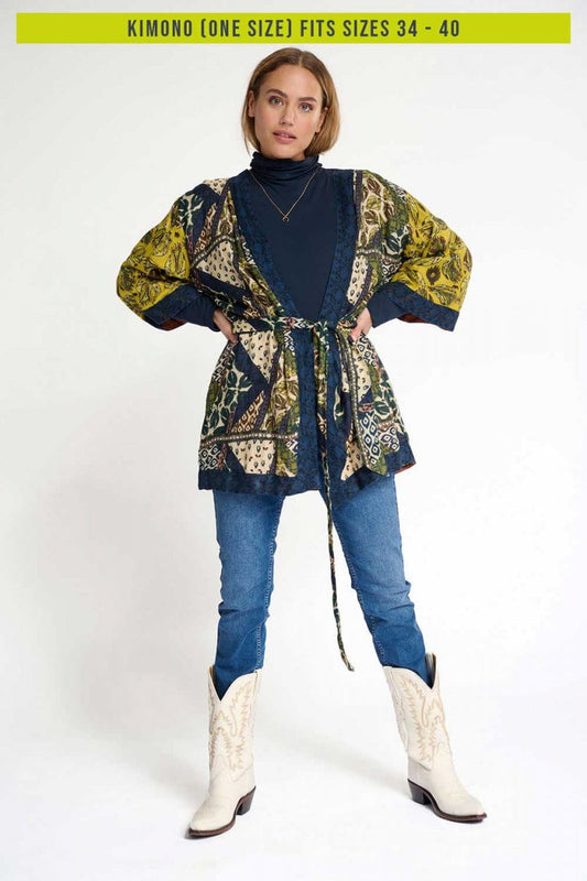 POM Amsterdam Kimono Green / OS KIMONO - Eclectic Tribal